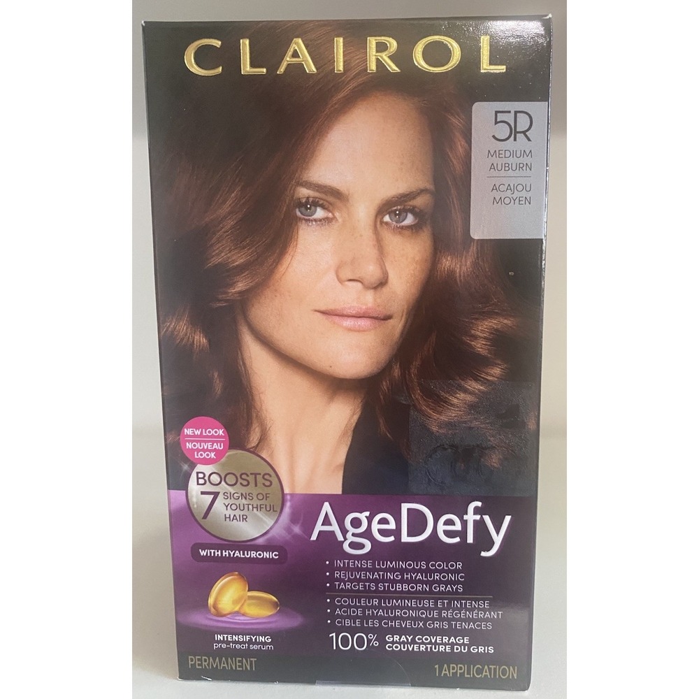 ONE (1) Clairol Age Defy Permanent Hair Color #5R MEDIUM AUBURN SEALED Box